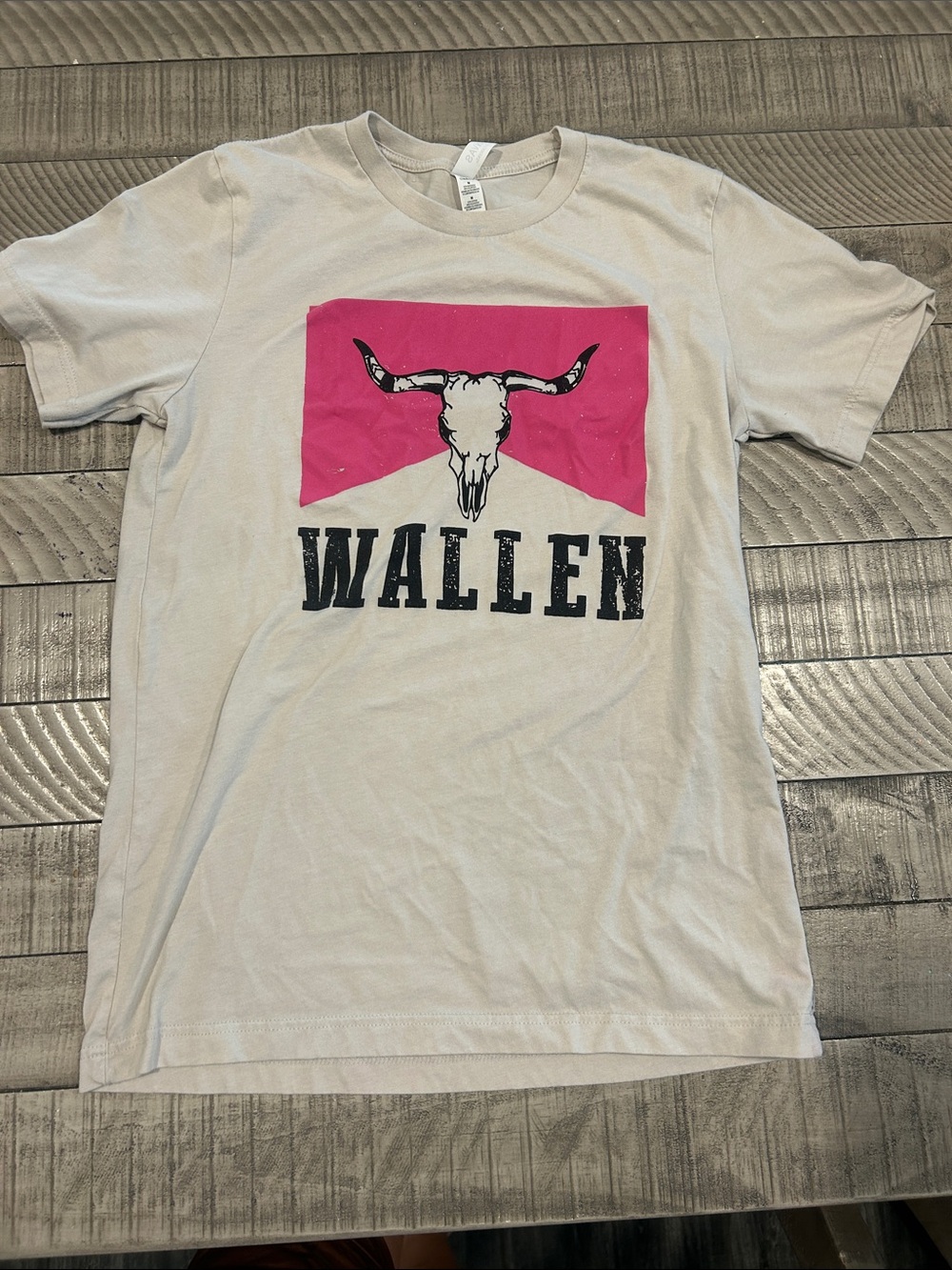 Bella Canvas Beige Graphic Tee with Pink Panel